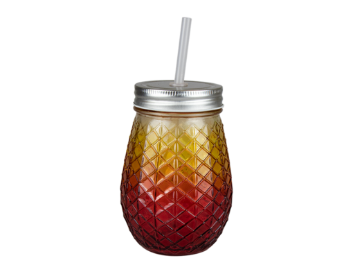 Summer Essentials Ombre Mason Jar w/Straw 450ml