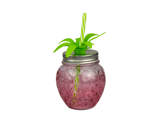 Summer Essentials Strawberry Mason Jar w/Straw 400ml