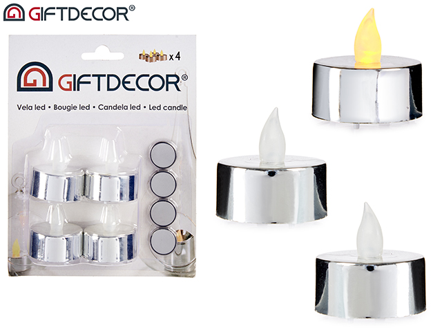 Giftdekor Chrome Telys LED 4pk