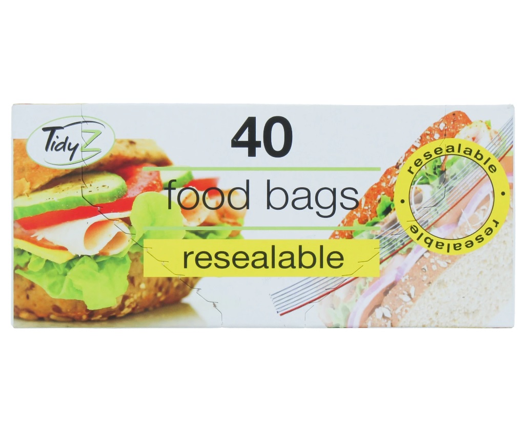TidyZ Zip Lock Food Bags 17x19cm 40stk