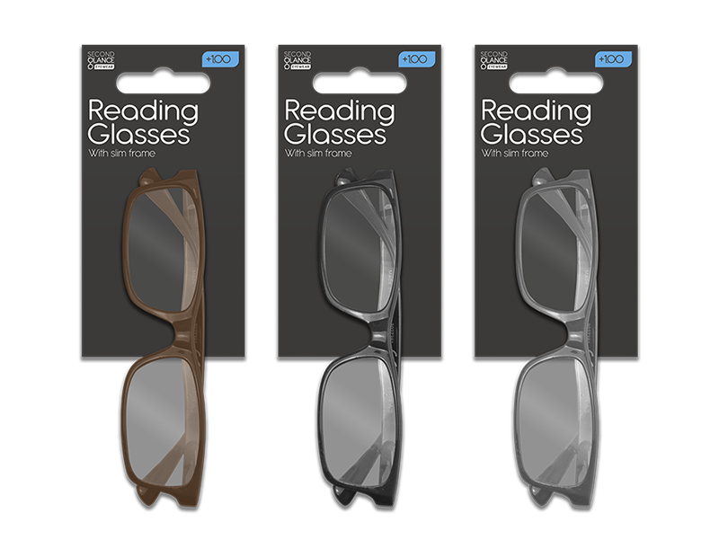 Second Glance Reading Glasses Slim Frame +1 - +3,5 Div.Farger