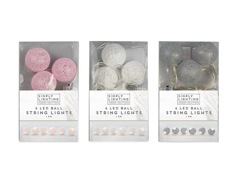 Simply Lighting Balls String Lights 6LED 1,5m Div.Farger