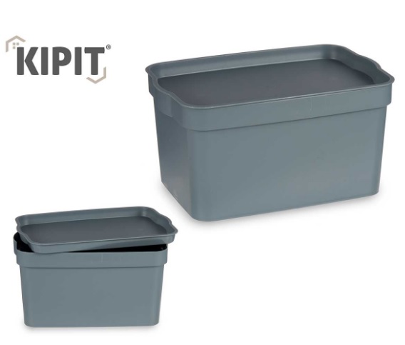 Kipit Storage Box w/lid Grey 2,3L 21,5x14,5x11cm