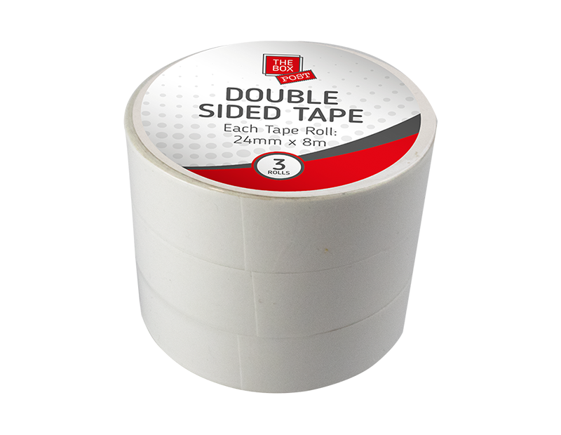 The Box Double Sided Tape 8mx2,4cm 3pk