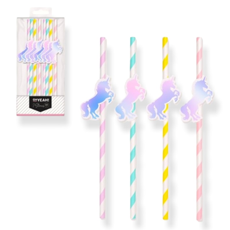 Oh Yeah! Unicorn Papp Sugerør 8pk