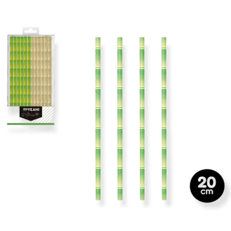 Oh Yeah! Jungle Bamboo Paper Straws 20cm 12pk