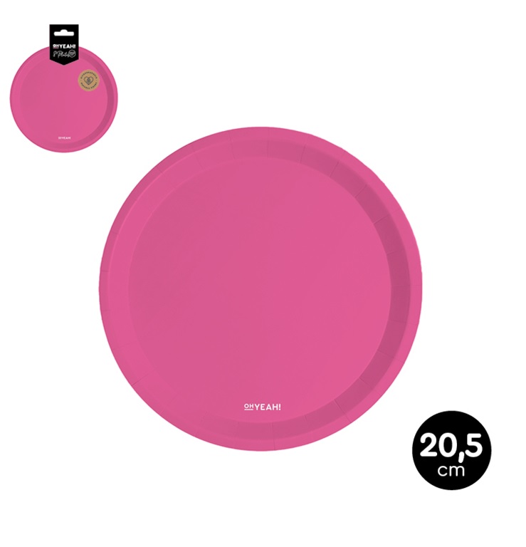 Oh Yeah! Pink Paper Plates 20,5cm 8pk