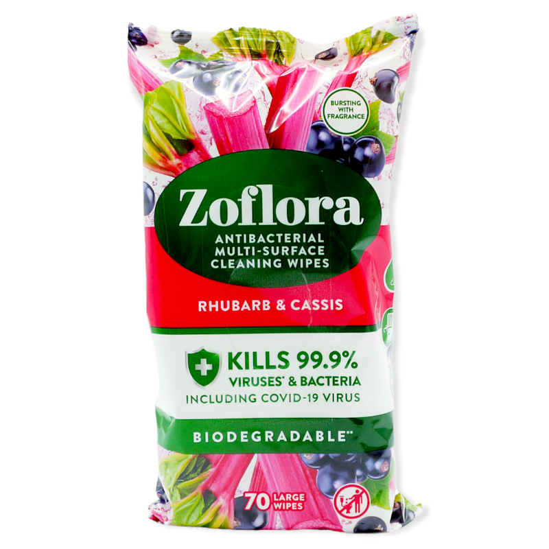 Zoflora Rhubarb & Cassis Anti Bacterial Multi Purpose Surface Wipes 70stk
