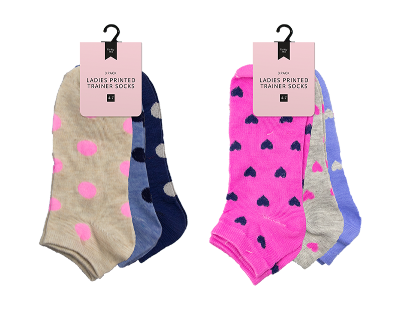 Farley Mill Ladies Trainer Socks 3pk Div.Farger