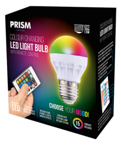 Prism LED Colour Changing Light Bulb w/Remote