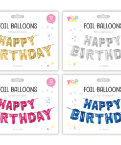 Happy Birthday Foil Balloon Banner Div.Farger