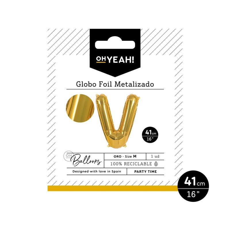 OH Yeah! Gold Alfabet Balloon (V) 41cm