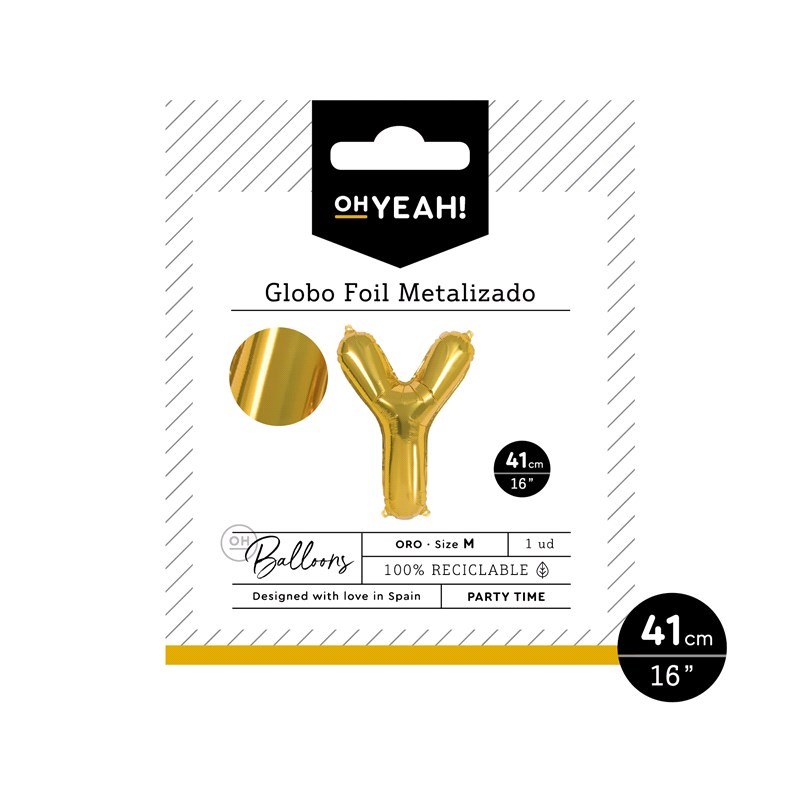 OH Yeah! Gold Alfabet Balloon (Y) 41cm