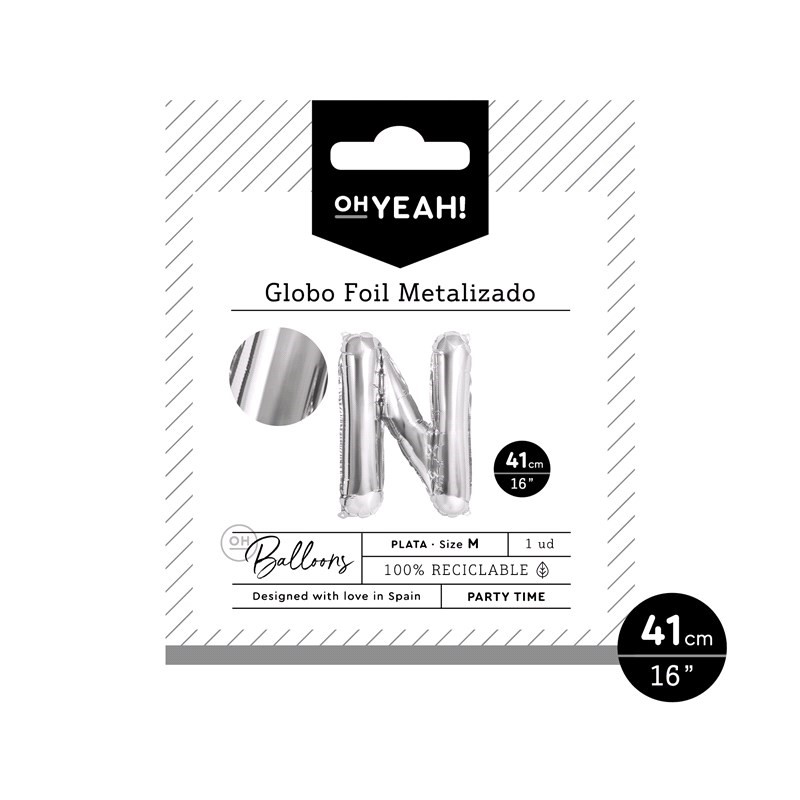 OH Yeah! Silver Alfabet Balloon (N) 41cm