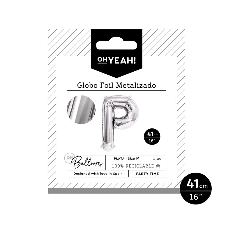 OH Yeah! Silver Alfabet Balloon (P) 41cm