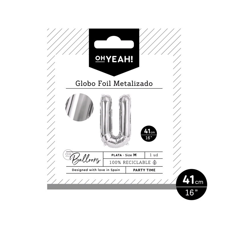 OH Yeah! Silver Alfabet Balloon (U) 41cm