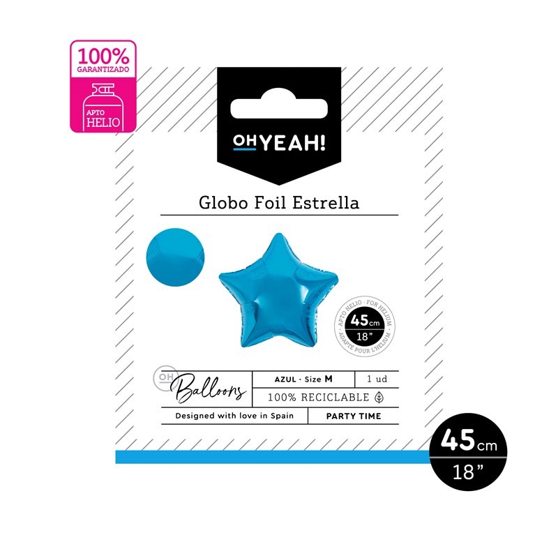 OH Yeah! Blue Star Balloon 45cm