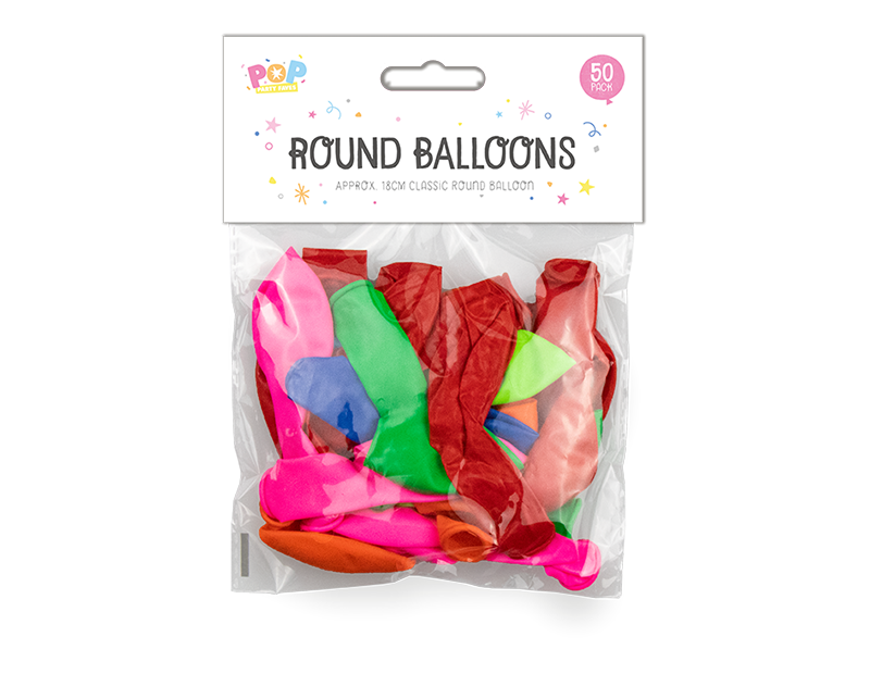 Pop Round Balloons 50pk