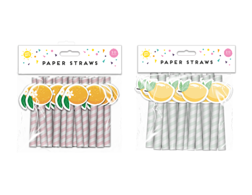 Summer Party Fruit Paper Straws 20pk Div.Typer