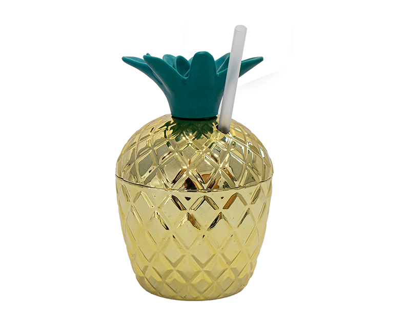 Summer Party Pineapple Tumbler w/Straw