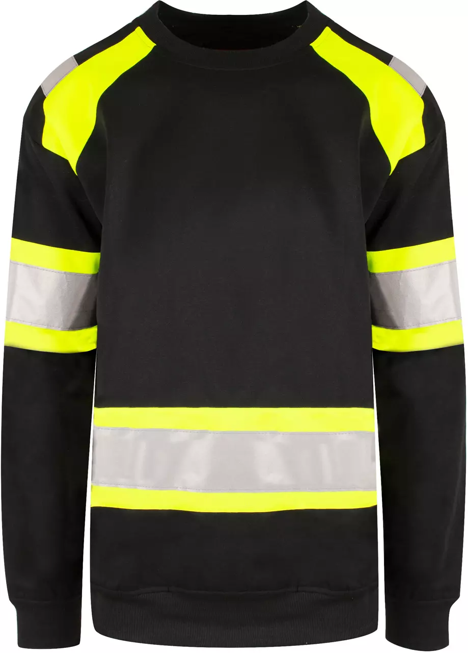 SØDERHAMN GENSER M/REFLEKSER SORT/GUL