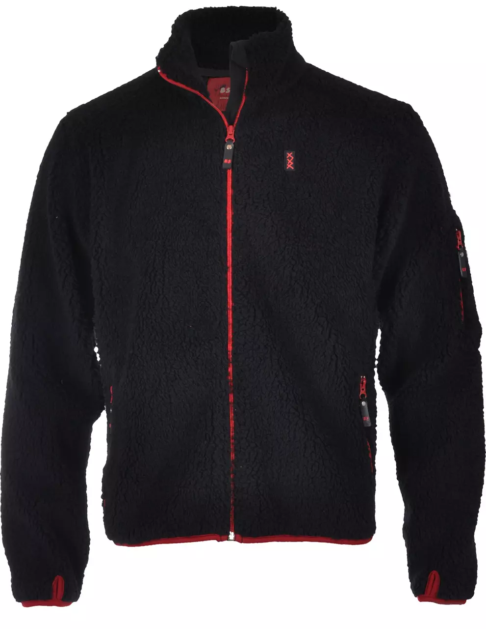 FIBERPELSJAKKE DREVSJØ SVART/RØD