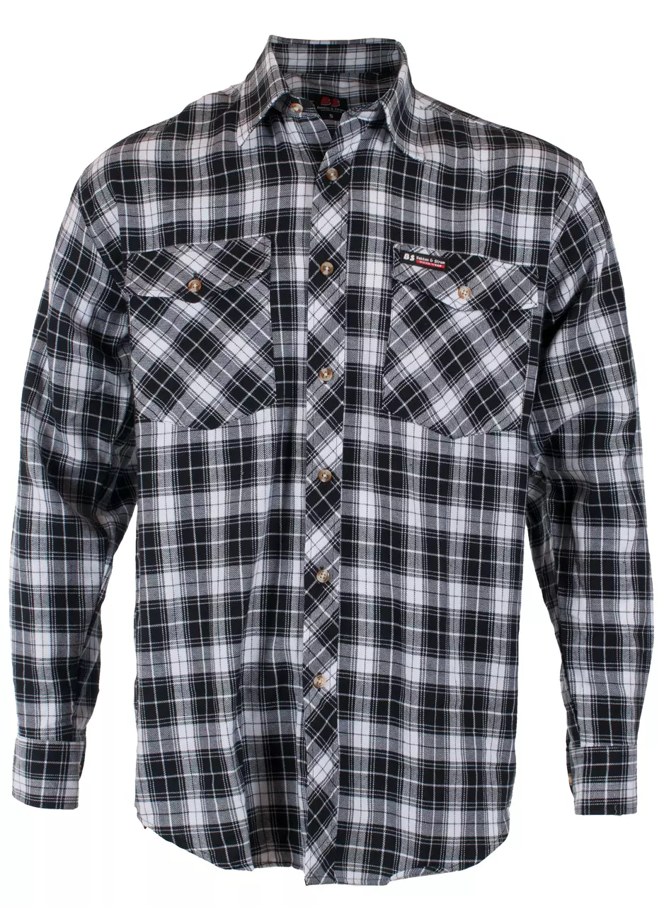 FLANELLSKJORTE SVARTRUTET BS