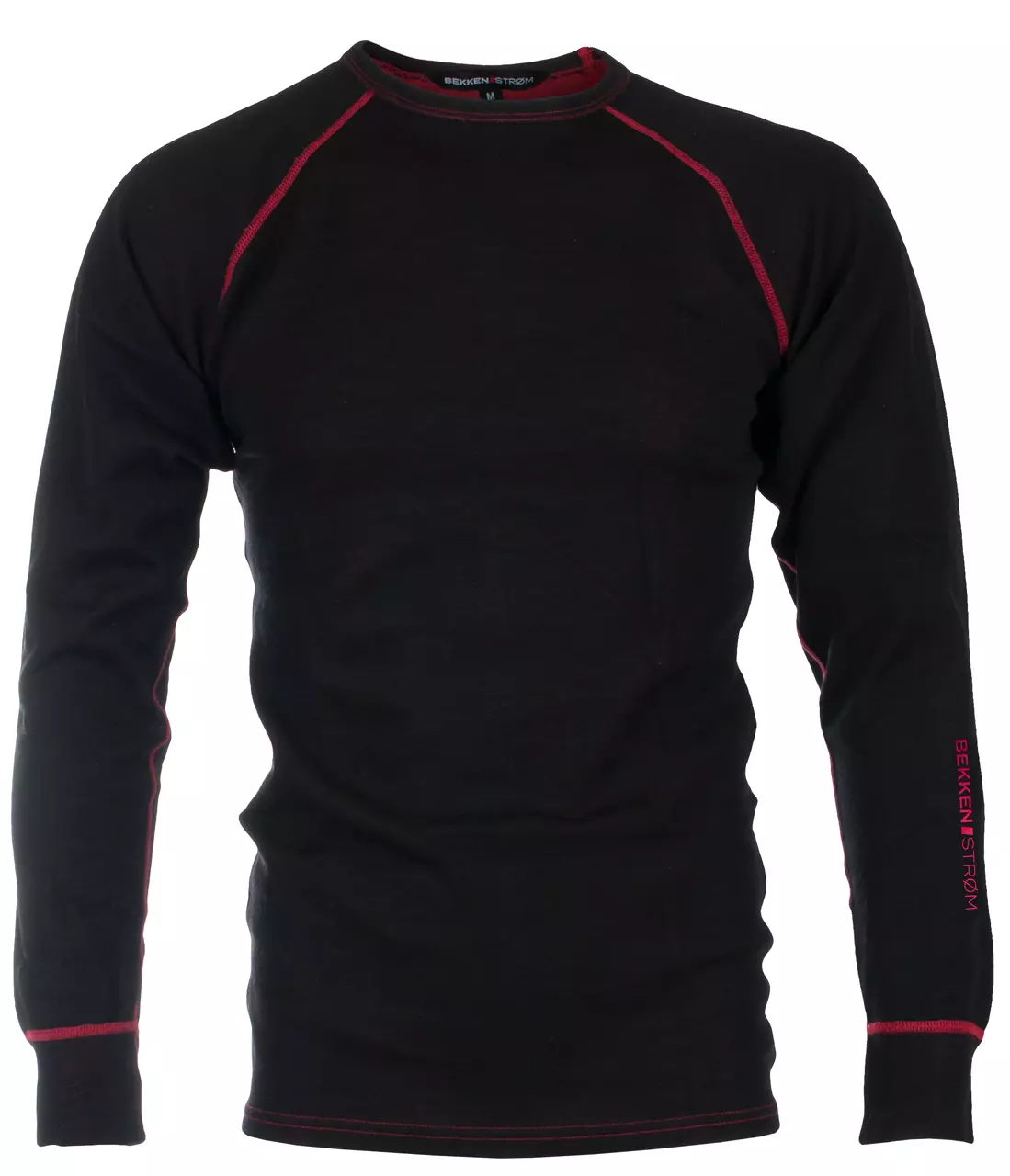 TRØYE MERINOULL SVART/RØD