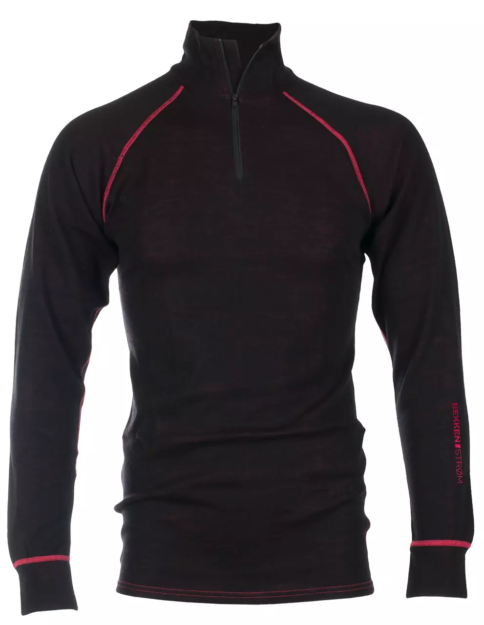 POLO MERINOULL SVART/RØD