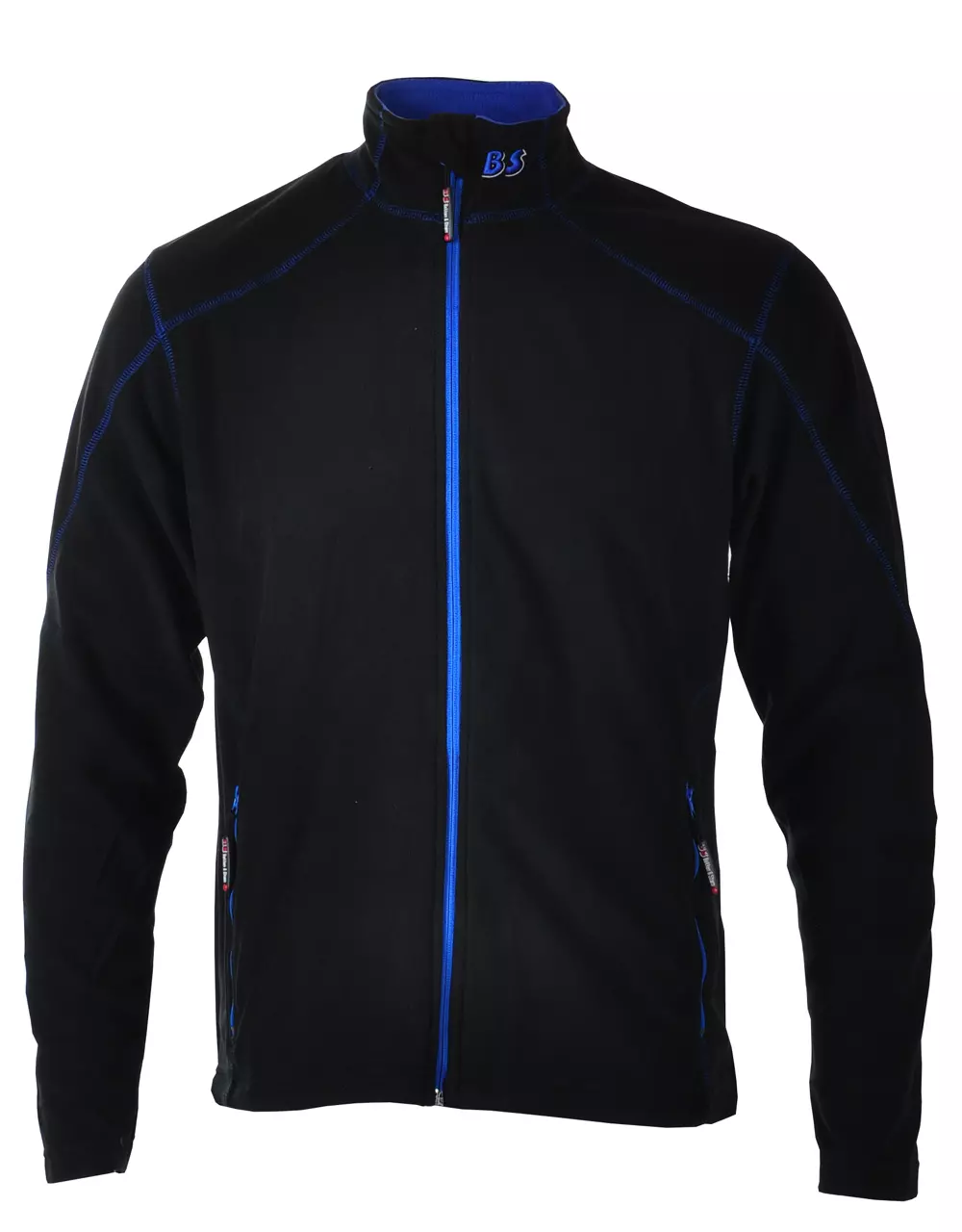 JAKKE I MICROFLEECE SVART/BLÅ