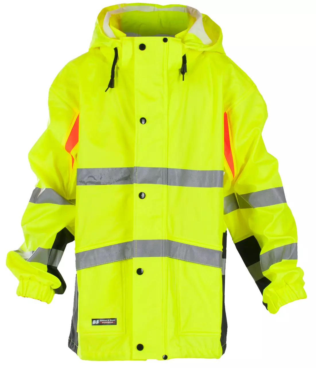 REGNJAKKE BARN FLUORISERENDE PU BERGSETH GUL/SVART/ORANSJE