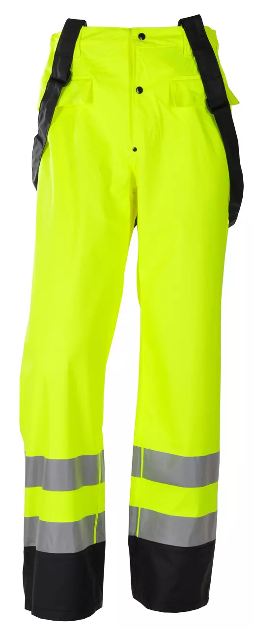 BERGSET REGNBUKSE PU/PVC EN471, KL. 2,  GUL/SVART