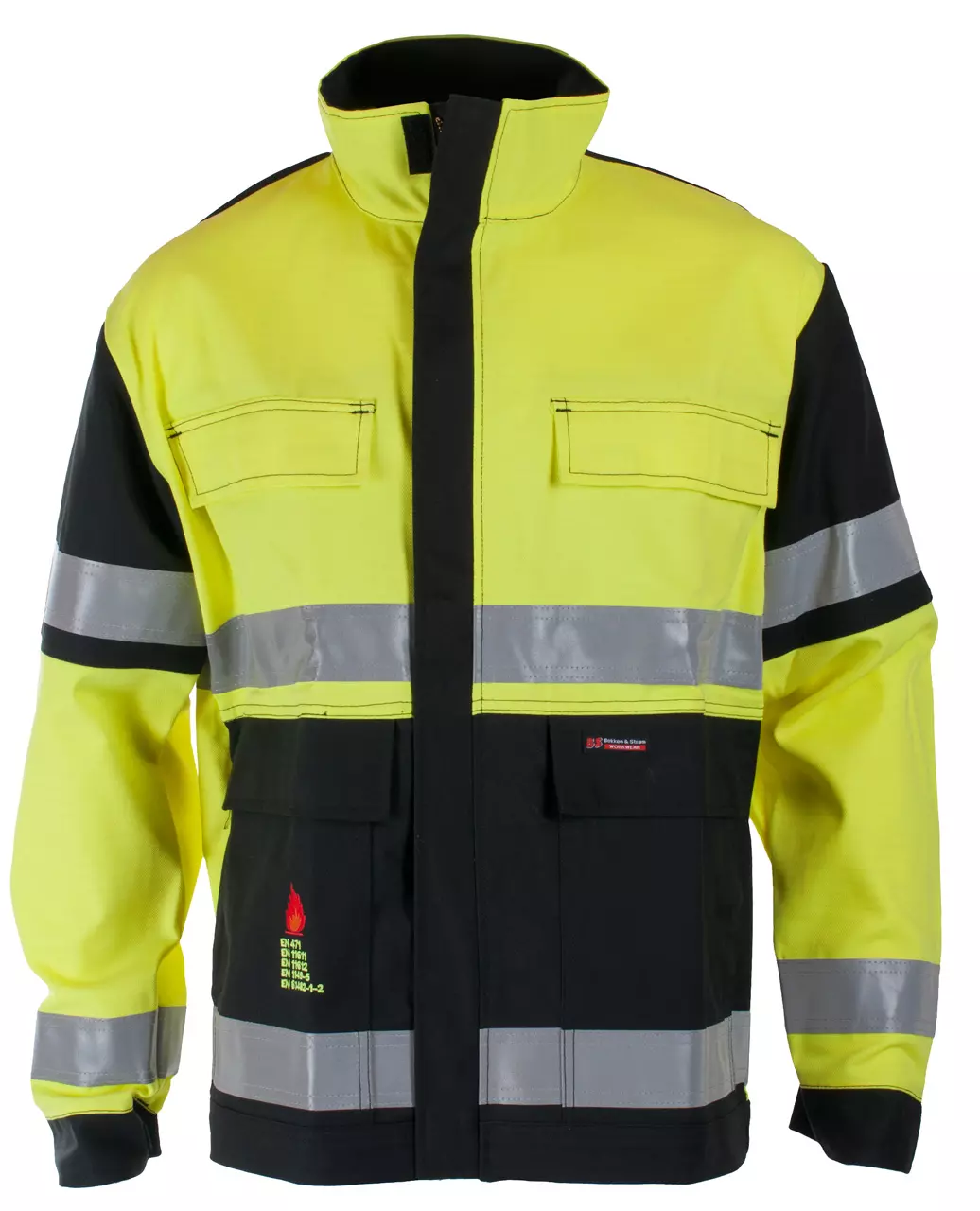 JAKKE FLUOR/FLAMMEHEMMENDE GUL/SVART