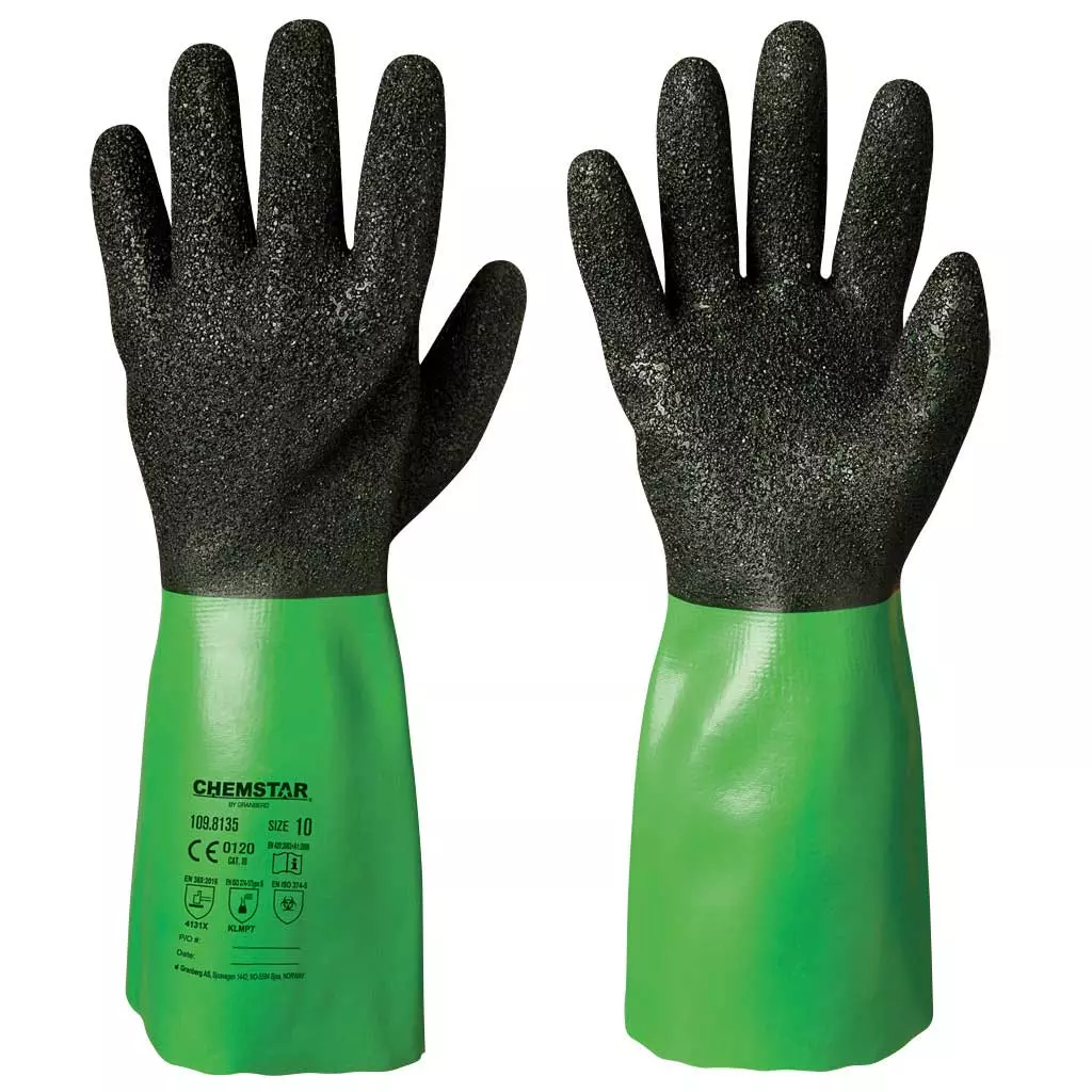 Kjemikaliehanske med 35 cm mansjett grønn