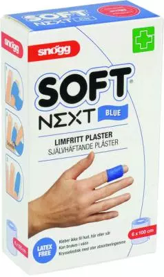 SOFT NEXT PLASTER LATEKSFRITT LIMFRITT BLÅ 6 CM X 4,5 M