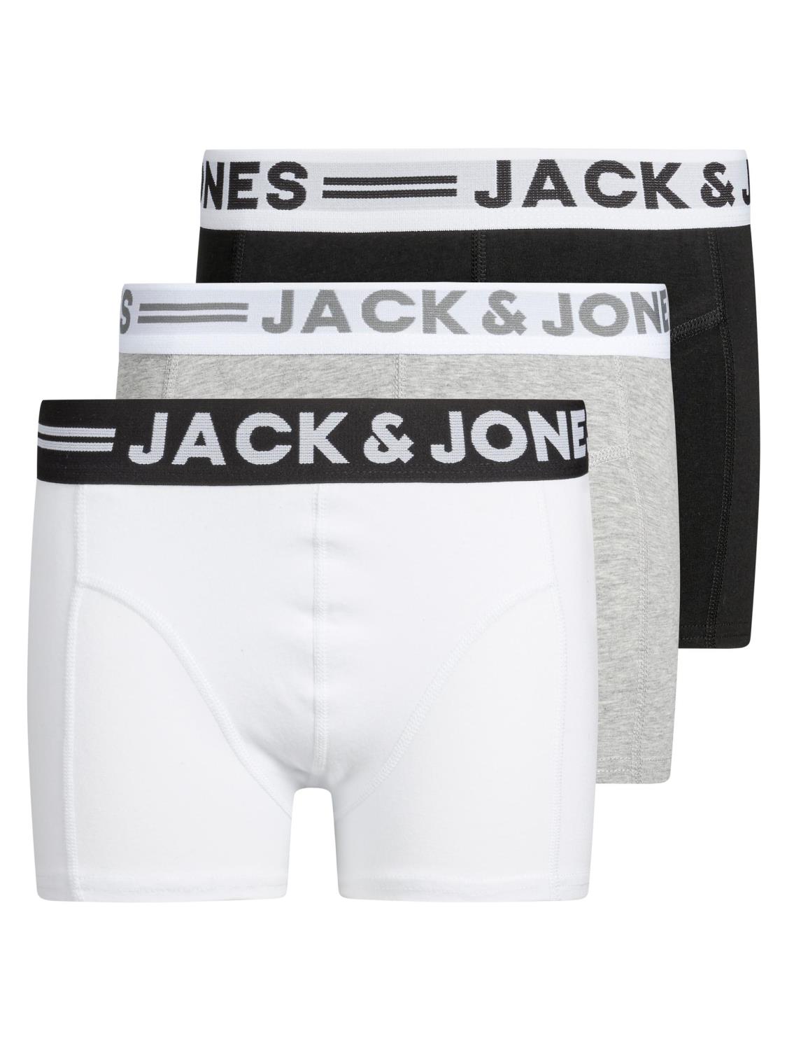 Jack & Jones 3Pk Boxer SENSE TRUNKS Light Grey Melange
