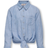Only Skjorte KOGLECEY KNOT SHIRT Cloud Dancer Stripes Medium Blue