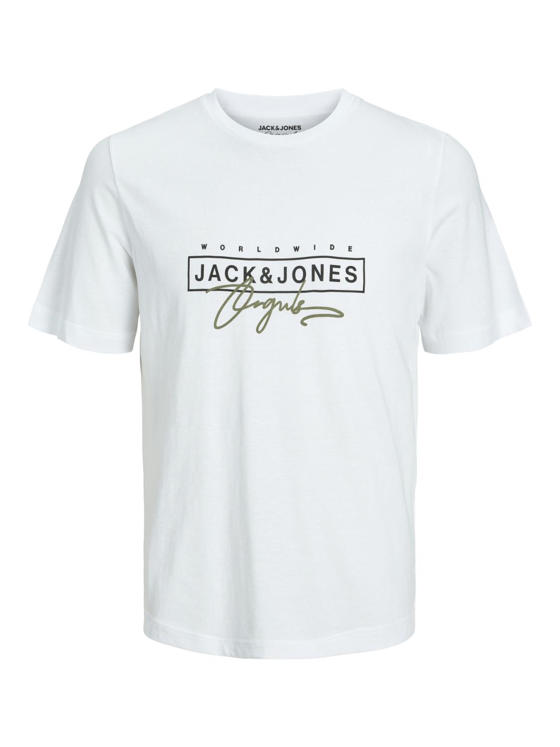 Jack & Jones T-Skjorte JORSPLASH BRANDING TEE SS CREW NECK Bright White