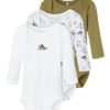 Name It 3Pk Body NBMBODY LS LODEN DINO Mini Loden Green