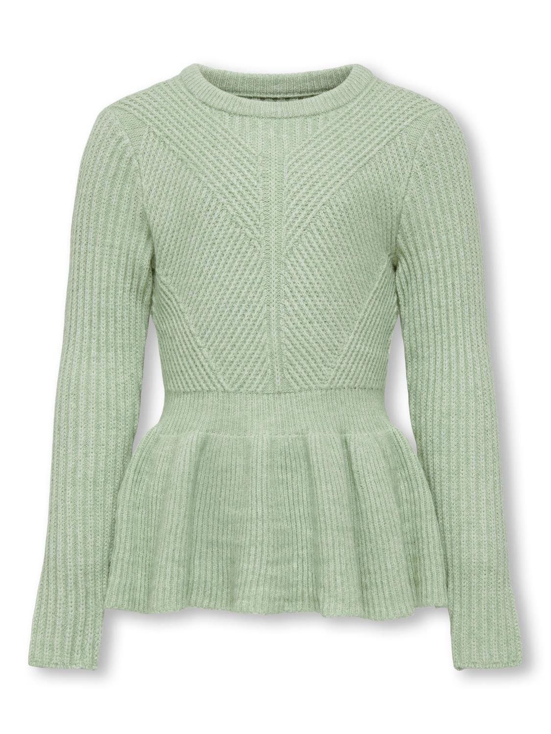 Only Genser KOGNEWKATIA L/S PEPLUM KNIT Smoke Green