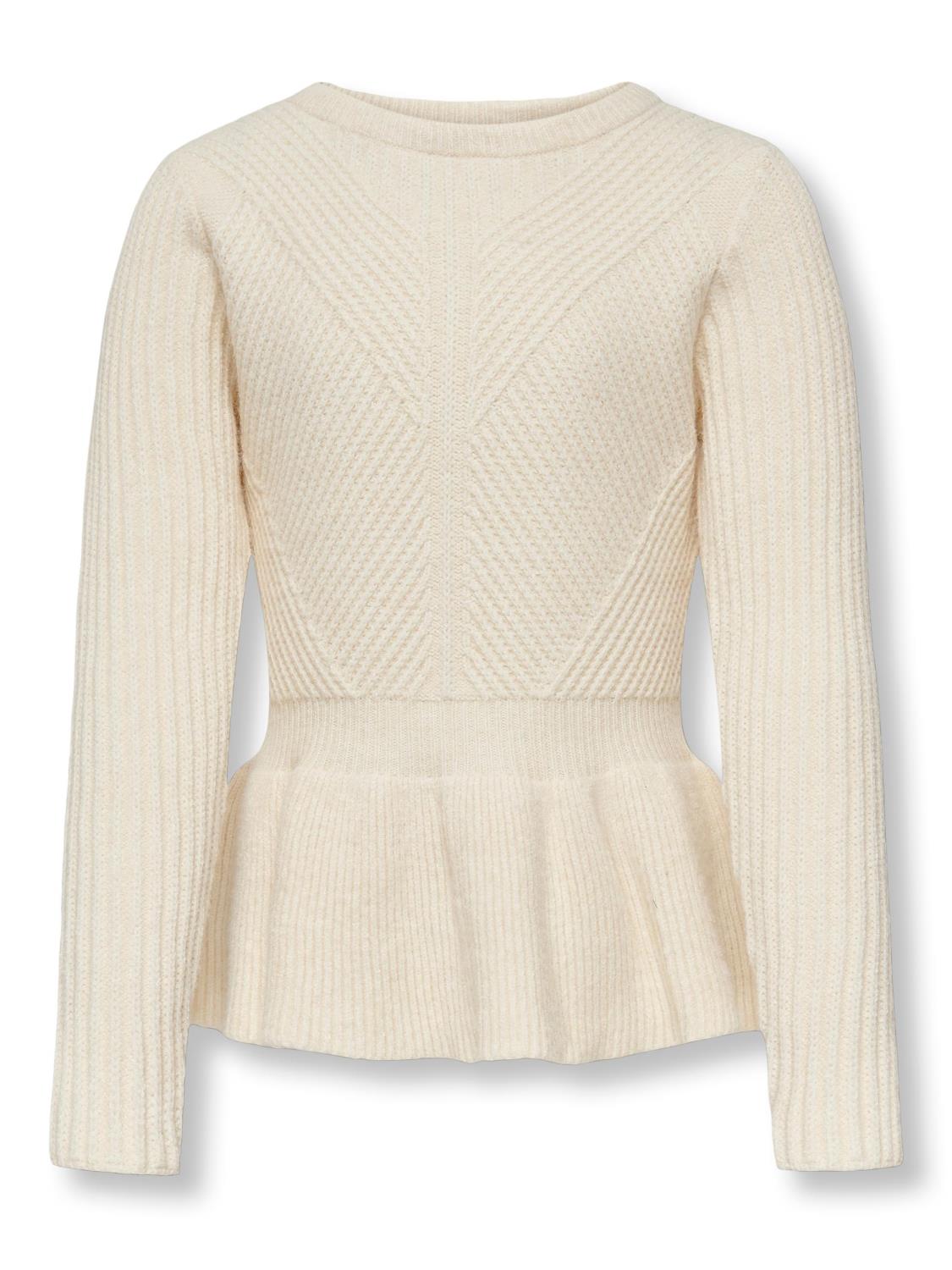 Only Genser KOGNEWKATIA L/S PEPLUM KNIT Whitecap Gray