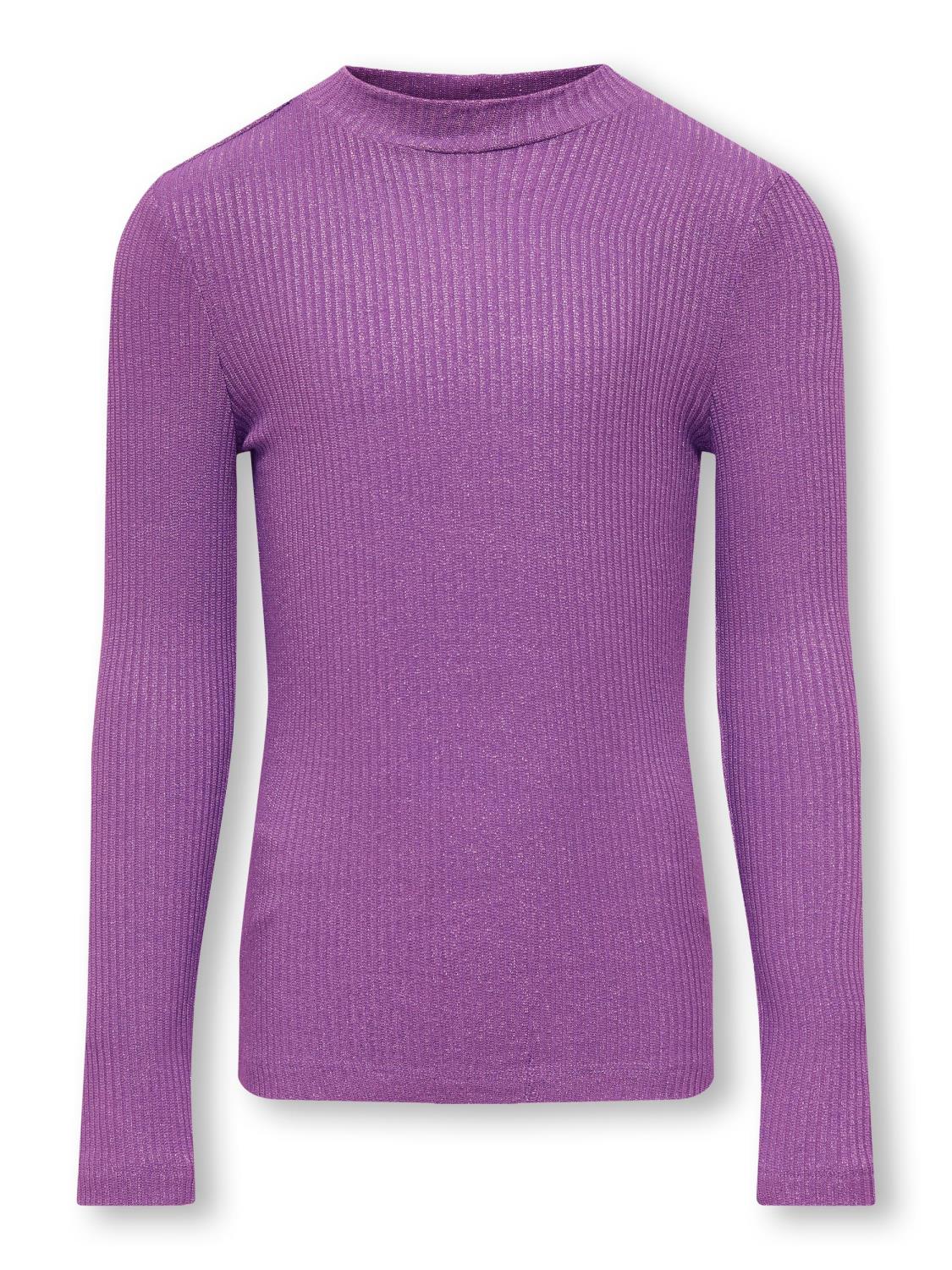 Only Genser KOGEVA LS HIGHNECK SHINE TOP Dewberry/Silver