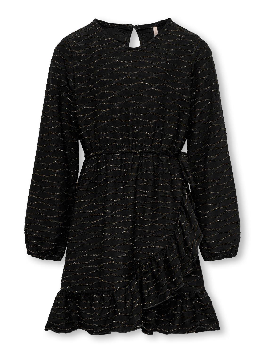 Only Kjole KOGASTRA LS GLITTER WRAP DRESS Black/Gold