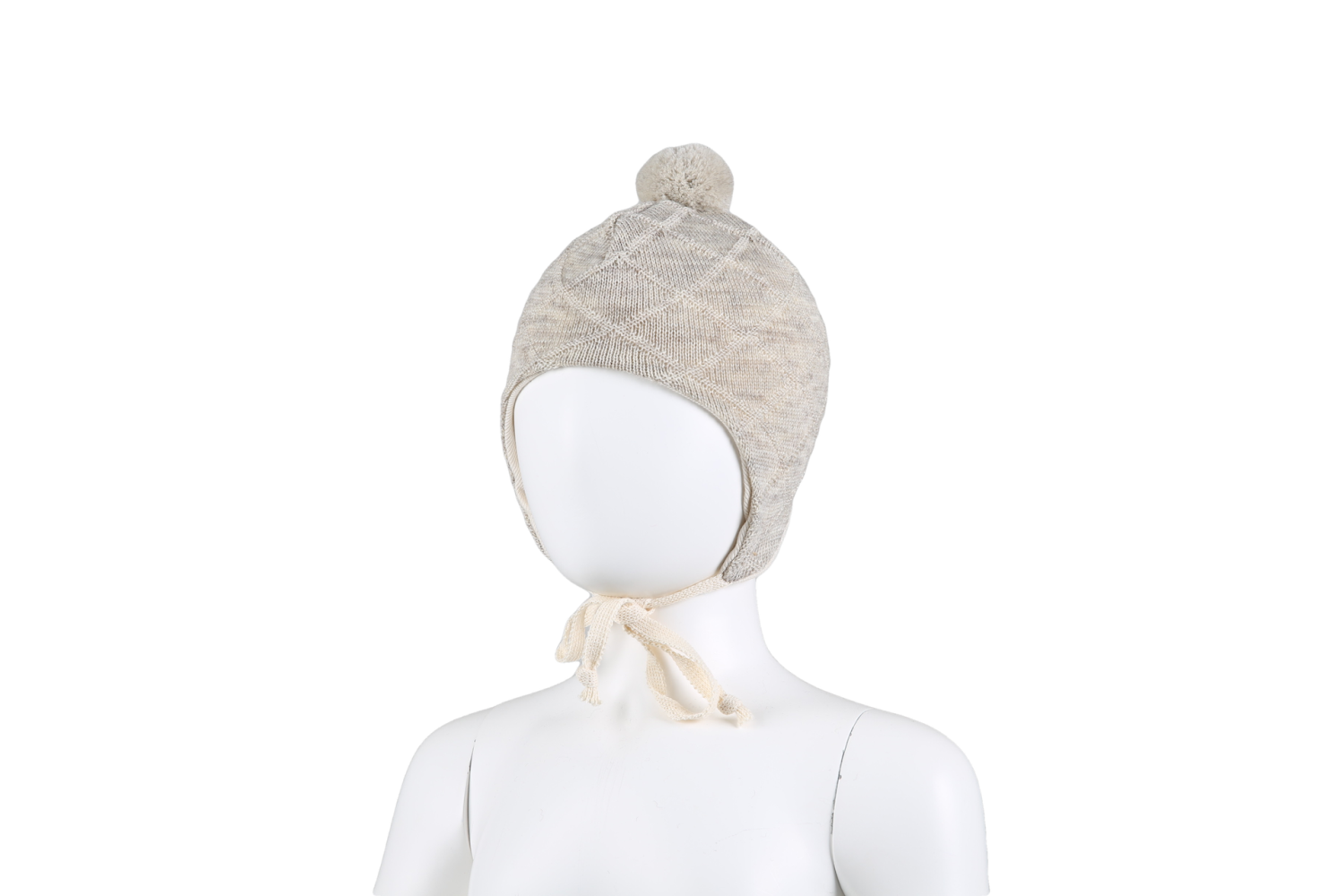 Kivat Lue m/Knyting Ull CABLE KNIT BABY HAT Sand