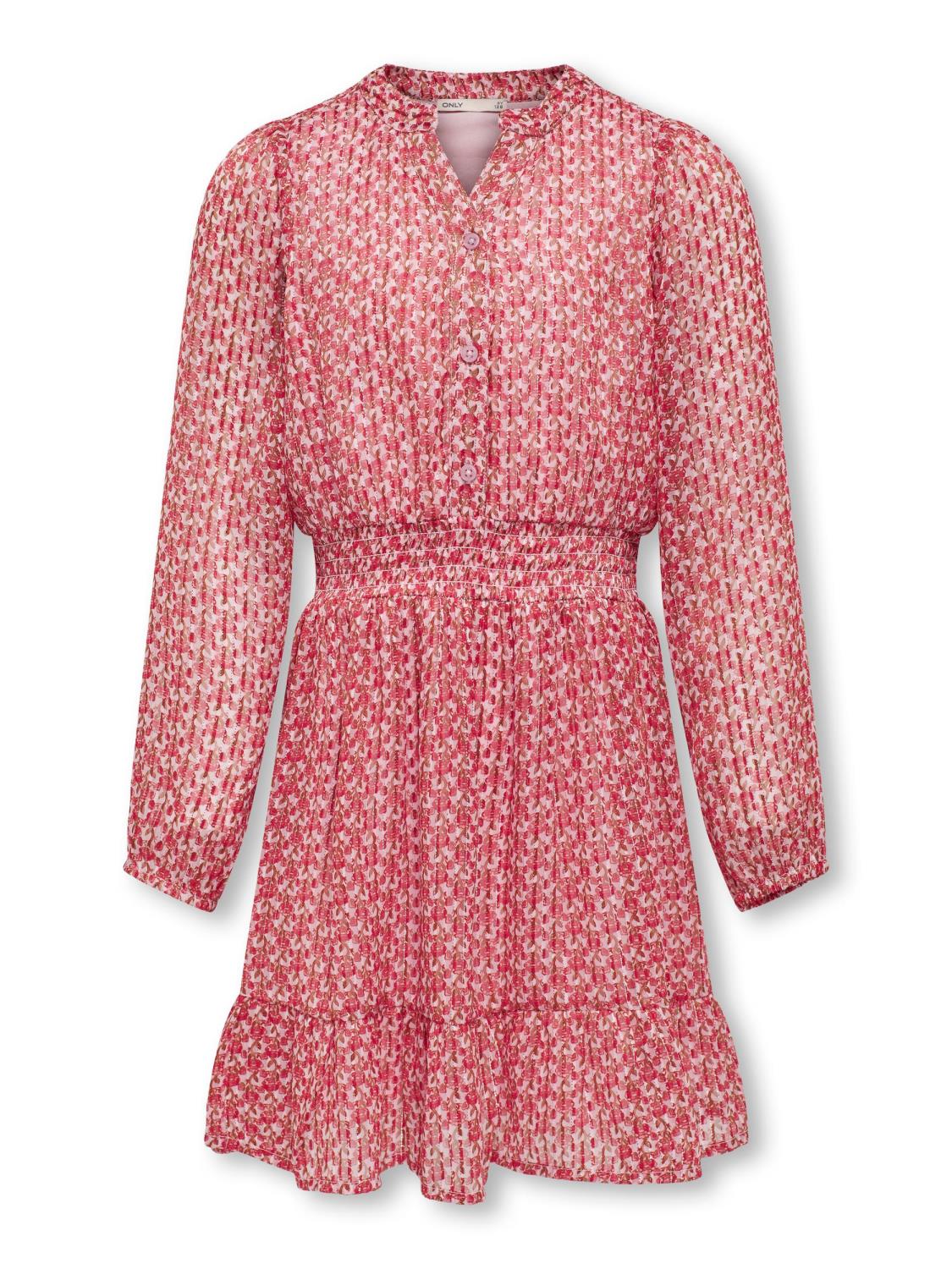 Only Kjole KOGJEVA LS V-NECK DRESS Pink Lady