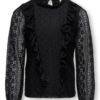 Only Genser KOGNEWAYA LS FRILL LACE TOP Black