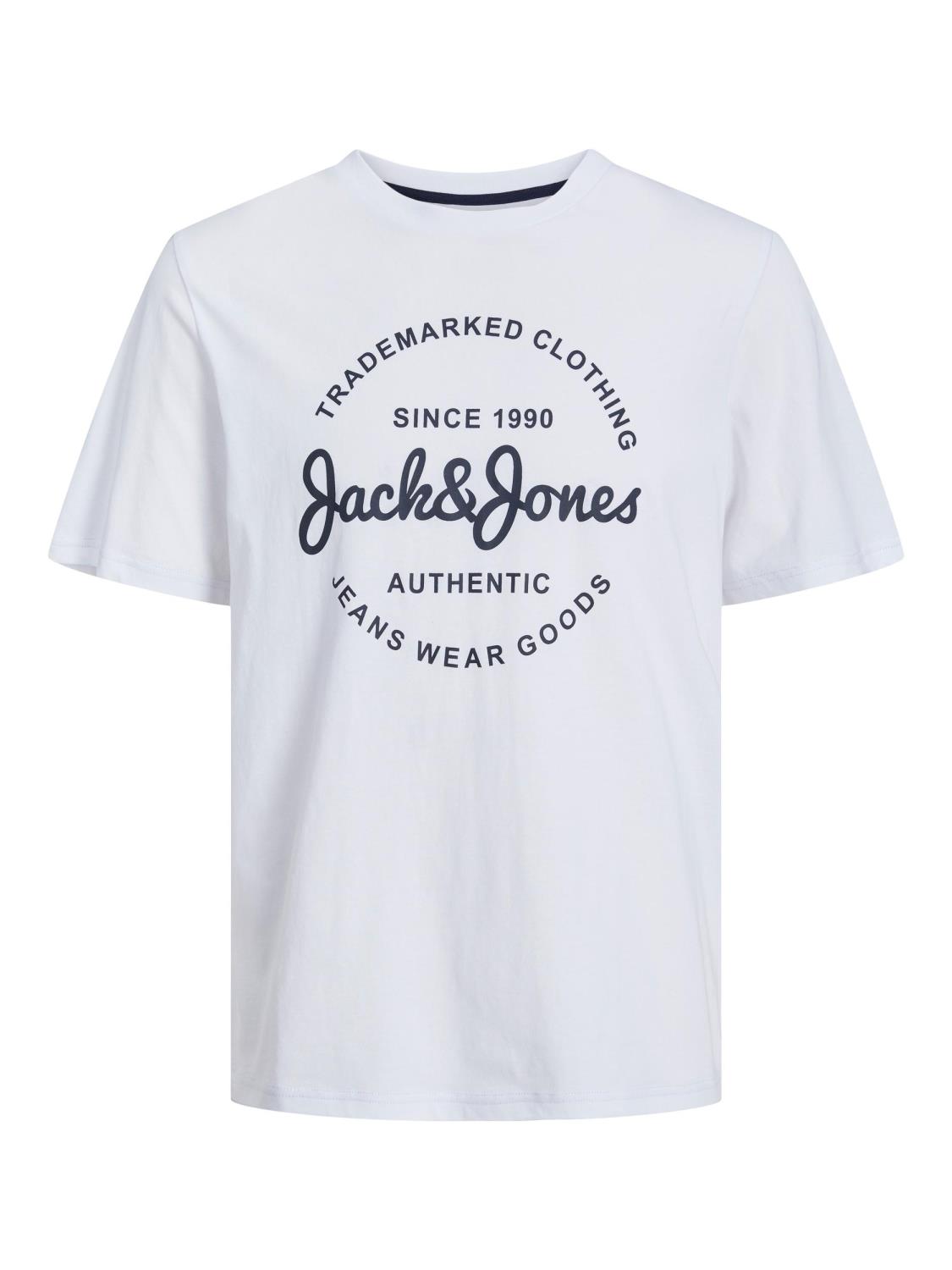 Jack & Jones T-Skjorte JJFOREST TEE CREW NECK White