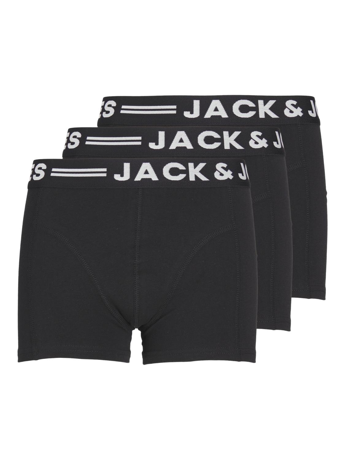 Jack & Jones 3Pk Boxer MINI SENSE TRUNKS Black