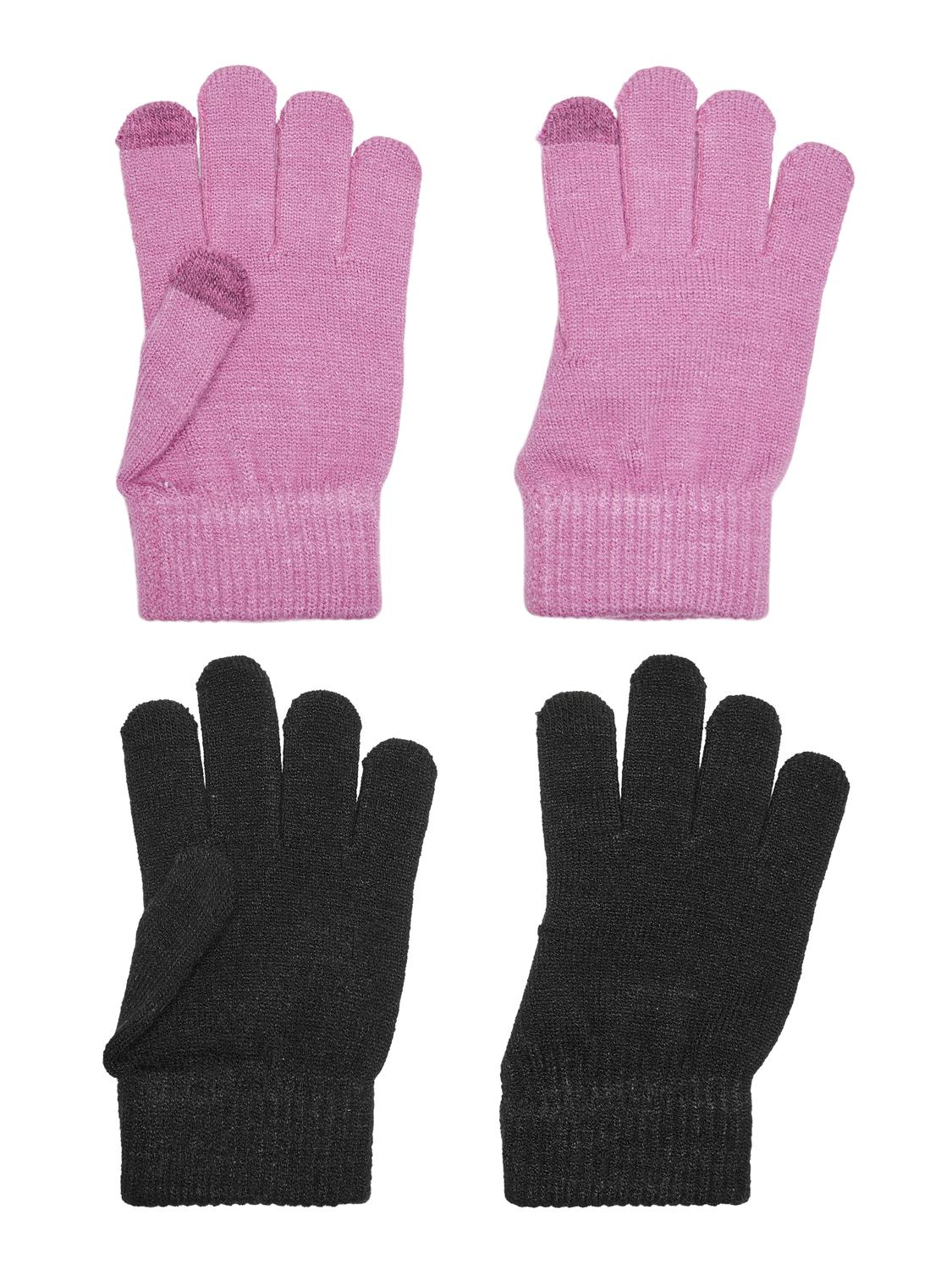 Only 2Pk Vanter KOGMAGIC KNIT GLOVES Super Pink/Black