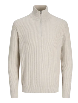 Jack & Jones Genser JPRBLALIAM KNIT HALF ZIP Greige Melange